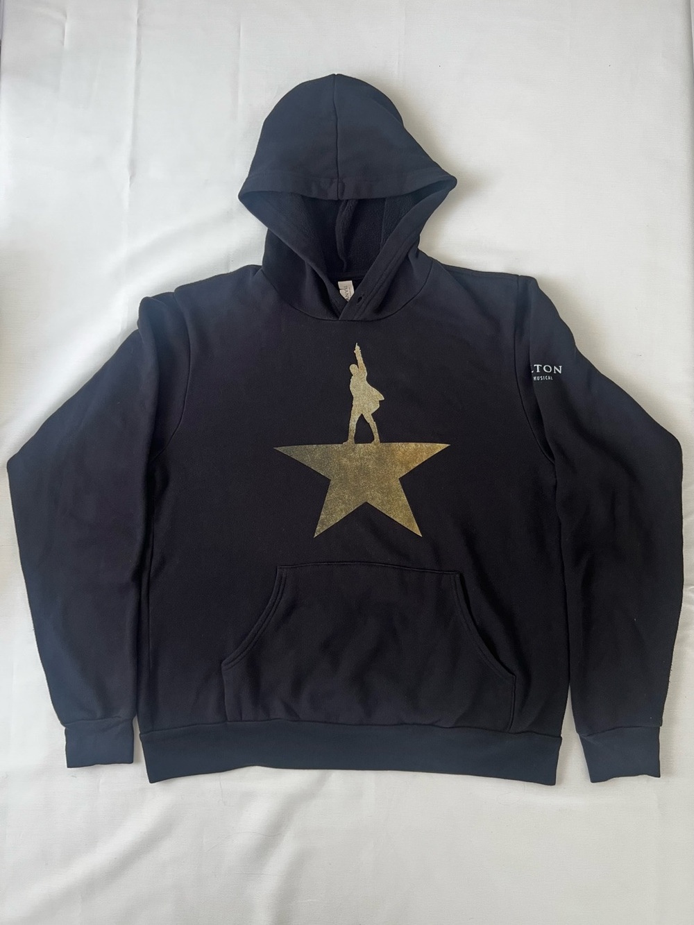 Hamilton Broadway Musical Official Theatre Hoodie Black Gold Star Logo – Size M